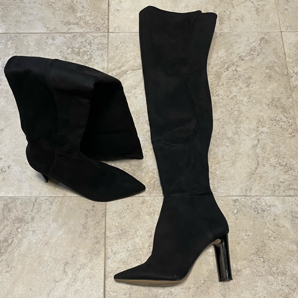 Aldo suede black over the knee boots (leather). Size 8.